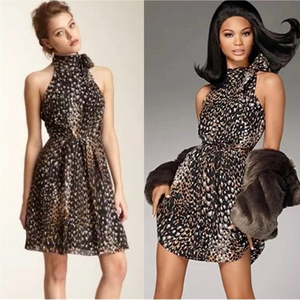 “TRINA TURK” Silk Madam Blanche Halter-Neck Tie Dress